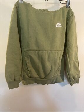 Nike Kids Light Sage Green Hoodie with White Swoosh